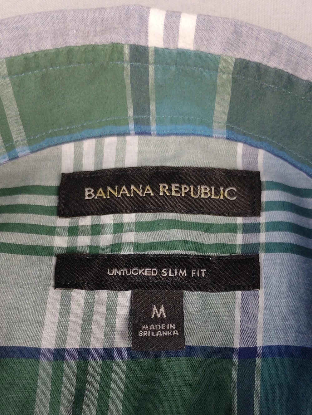 Banana Republic Men's Green & Blue Plaid Button-Up Shirt